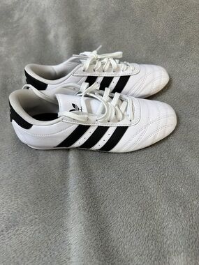 adidas White and Black Low-Top Leather Sneakers